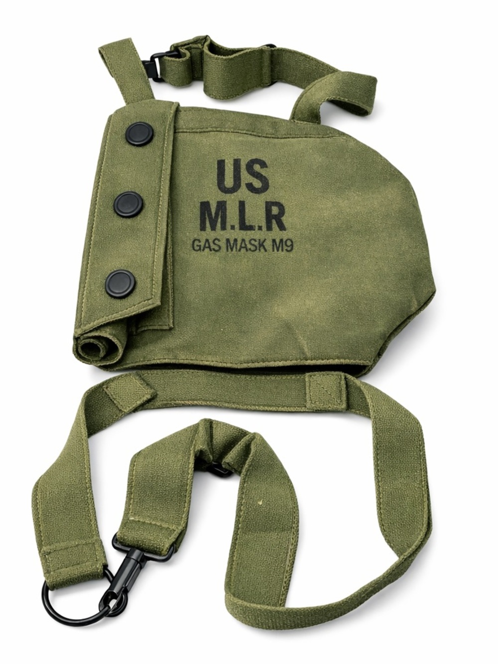 WWII US Army M9 Gas Mask Carrier Bag M L R Marked Original Canvas WW2 Surplus